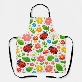 Süße Marienkäfer Blumenkinder mit Blumen und Blätt Schürze