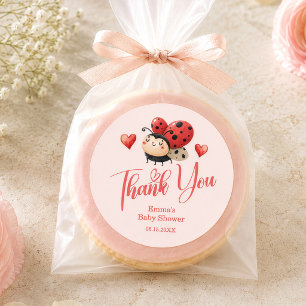 Süße Marienkäfer Danke Baby Shower Runder Aufkleber