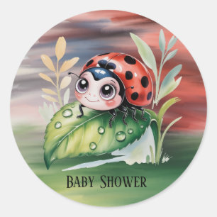Süße Marienkäfer-Mädchen-Baby-Party Runder Aufkleber