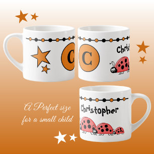 Süße Marienkäfer orange schwarz mit Sternen Kind Espressotasse