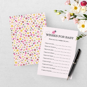 Süße Marienkäfer-Rosa-Mädchen-Baby-Shower-Wünsche  Begleitkarte