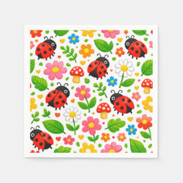 Süße Marienkäfer und Blumen für Kinder Naturliebha Serviette