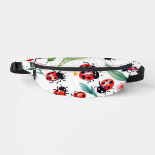 Süße Marienkäfer und Blumen Muster weiß Bauchtasche