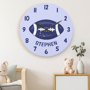 Süße marineblaue Fußball-Schlafzimmerwand für Jung Große Wanduhr