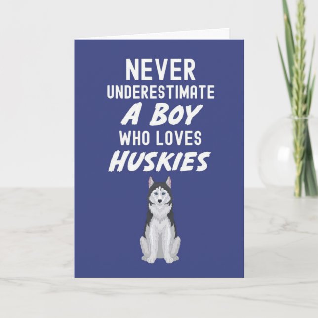 Süße marineblaue Husky-Karten für Babyjungen Kinde Karte (Vorderseite)