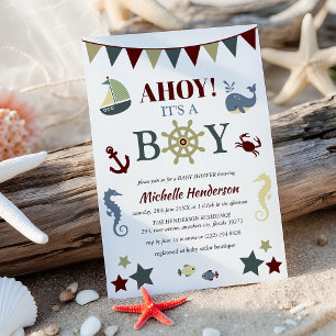 Süße maritime Ahoi! Es ist ein Junge-Baby-Party Einladung