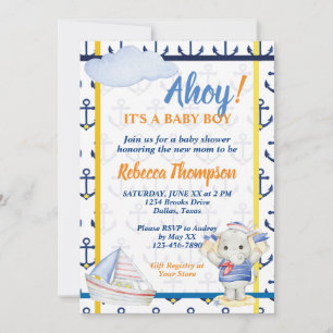 Süße maritime Thema Jungen-Baby-Party Einladung