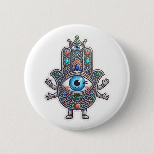 Süße marokkanische Amazigh-Hamsa-Böser-Blick-Kawai Button