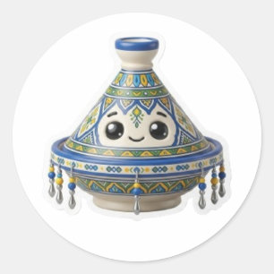 Süße marokkanische Kawaii-Tajine-Aufkleber Runder Aufkleber