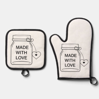 Süße Mason-Glas-Küche mit Liebe gemacht Ofenhandschuh & Topflappen-Set