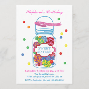 Süße Mason-Glas-Sweet-Sixteen-Einladung Einladung