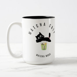 Süße Matcha-Katy Schwarze Katze Zweifarben-Tasse | Zweifarbige Tasse