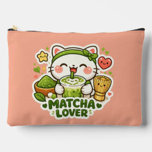 Süße Matcha-Liebhaber-Katze Zubehörtasche