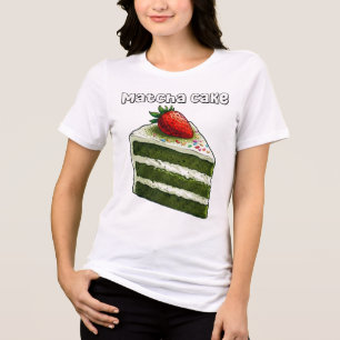 Süße Matcha-Torte-Stück-Erdbeere-Dessert-T-Shirt Tri-Blend Shirt