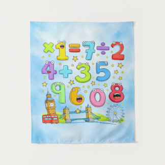 Süße Mathe-Zahlen Stadtposter für Kinder Wandteppich