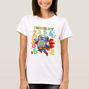 Süße Mathe Zahlen Superheld Robot T-Shirt KidsUK