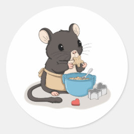 Süße Maus backt Kekse Kawaii-Tier-Aufkleber Runder Aufkleber