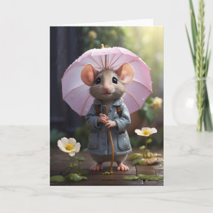 Süße Maus Daisy Blumen Illustration Leere Karte