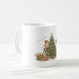 Süße Maus dekoriert Weihnachtsbaum für Tierliebhab Kaffeetasse