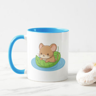 Süße Maus in einem Blattboot Tasse