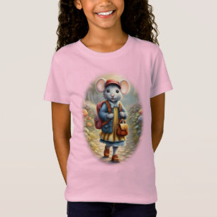 Süße Maus Mädchen auf dem Weg zur Schule, personal T-Shirt