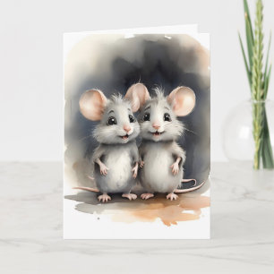 Süße Maus Mäuse beste Freunde Portrait Blanko Karte