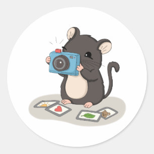Süße Maus mit Kamera Fotografen Aufkleber