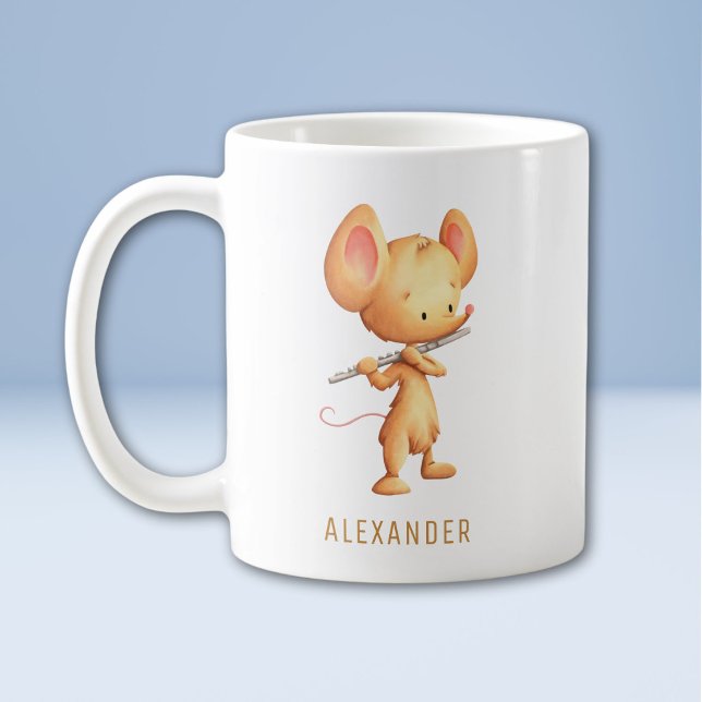 Süße Maus spielt Flöte Kaffeetasse (Von Creator hochgeladen)