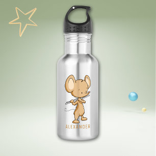 Süße Maus spielt Flöte Personalisiert Edelstahlflasche