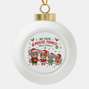 Süße Mausfamilie Frohe Weihnachten Keramik Kugel-Ornament