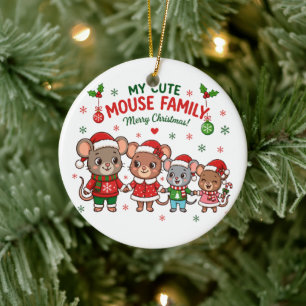 Süße Mausfamilie Frohe Weihnachten Keramik Ornament