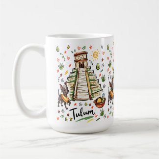 Süße Maya-Pyramide Mexiko Skizze Kunst Kaffeetasse