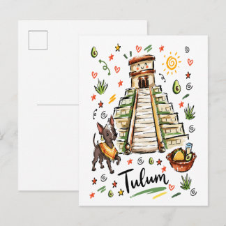 Süße Maya-Pyramide Mexiko Skizze Kunst Postkarte