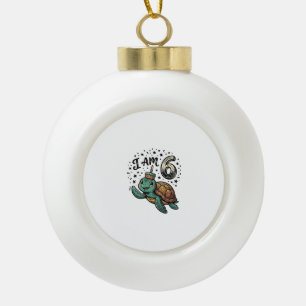 Süße Meeresschildkröte 6. Geburtstag Vintage-Shirt Keramik Kugel-Ornament