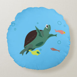 Süße Meeresschildkröte Unterwasser-Kunst Rundes Kissen