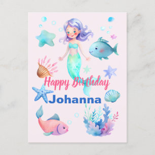 Süße Meerestiere Meerjungfrau Thema Alles Gute zum Postkarte