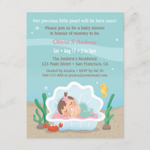 Süße Meerjungfrau Unter dem Meer Baby Shower Einla Einladung