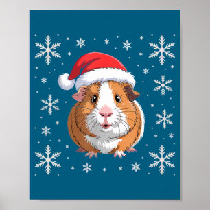 Süße Meerschweinchen mit Weihnachtsmannmütze Weihn Poster