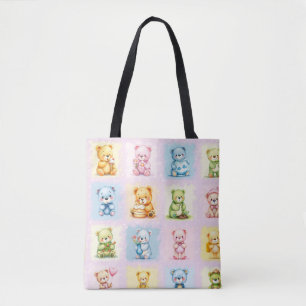 Süße Mehrfach-Teddybär-Collage und Spielzeuge naht Tasche