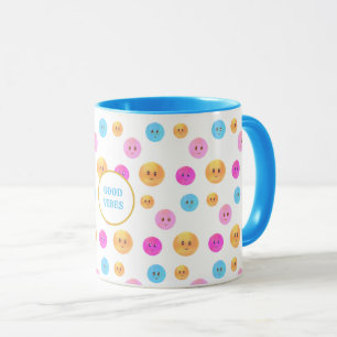Süße mehrfarbige glückliche Gesichter Tasse