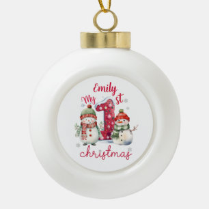 Süße Meine ersten Weihnachts-Schneemänner Keramik Kugel-Ornament