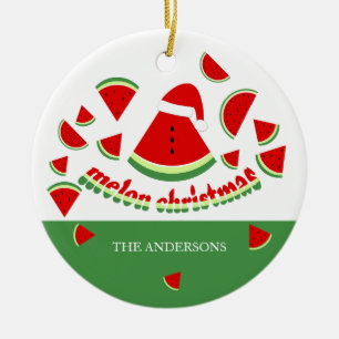 Süße Melonen Frohe Weihnachten Illustration Keramik Ornament