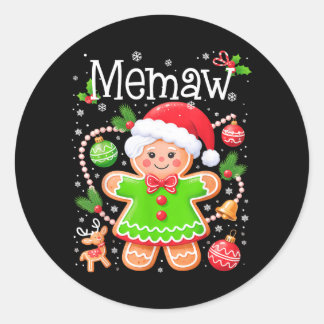 Süße Memaw-Gingerbread-Familie Passende Weihnachte Runder Aufkleber