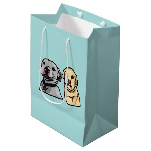 Süße Meme-Hunde Mittlere Geschenktüte (Vorderseite Schrägansicht)