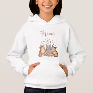 Süße Meow-Katzen-Ästhetik-Kinder-Hoodie-T-Shirt Hoodie