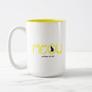 Süße MEOW-Katzenmutter-Minimalistin Zweifarbige Tasse