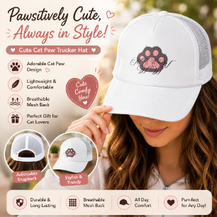 Süße "Meow"-Katzenpfoten-Trucker-Mütze - Adorable Truckerkappe