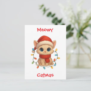 Süße Meowy Catmas Katze Frohe Weihnachten Lustig Postkarte