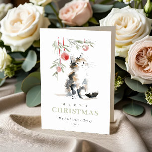Süße Meowy-Weihnachtsbaum-Katzen-Firmenlogo Feiertagskarte