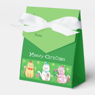 Süße Meowy Weihnachtskatzen Grün Geschenkschachtel
